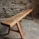 Rustic old wooden bench – early 20th century – seat in solid pine and base in chestnut.
