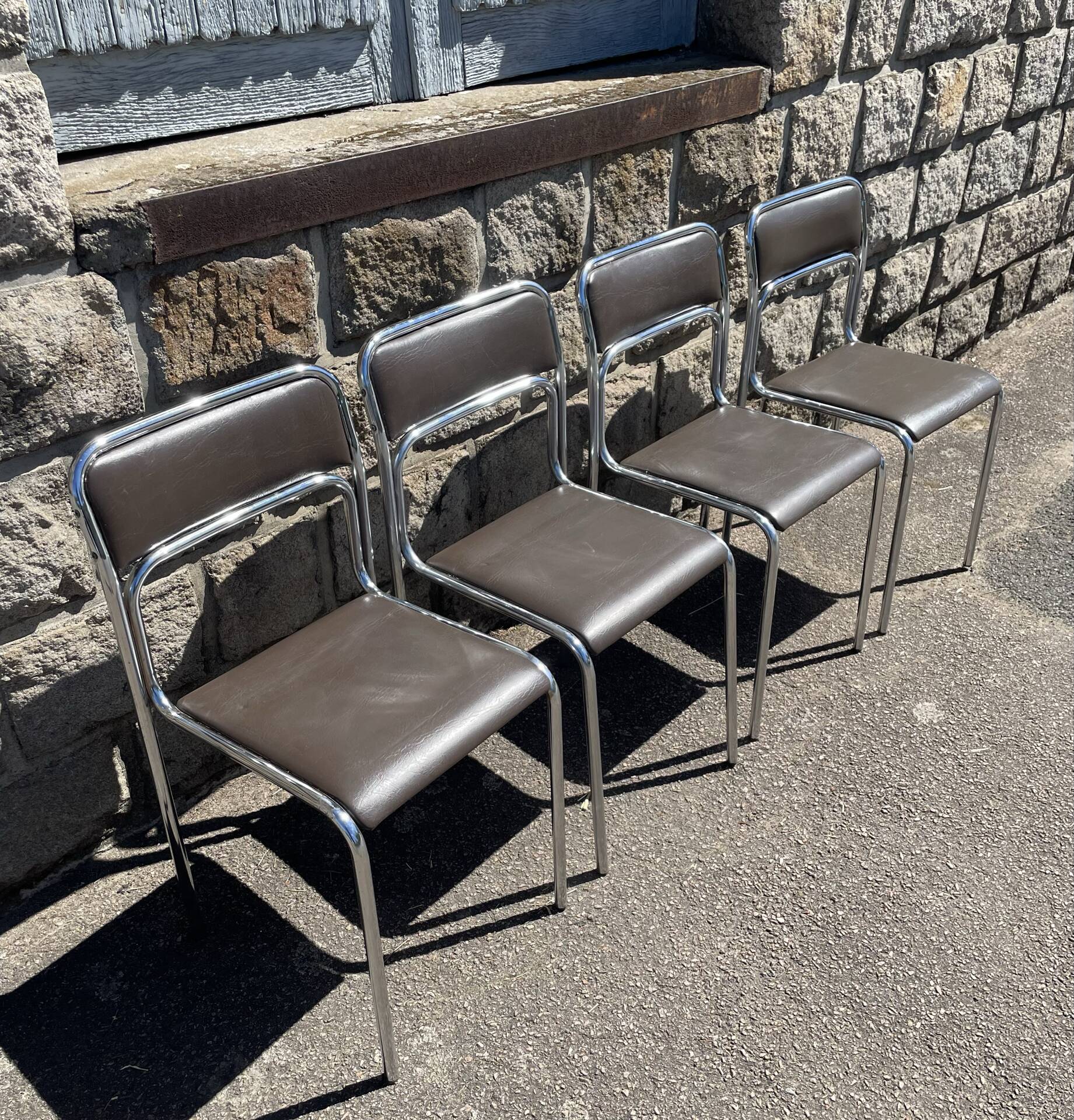 4 modern dining chairs / Chocolate brown upholstery