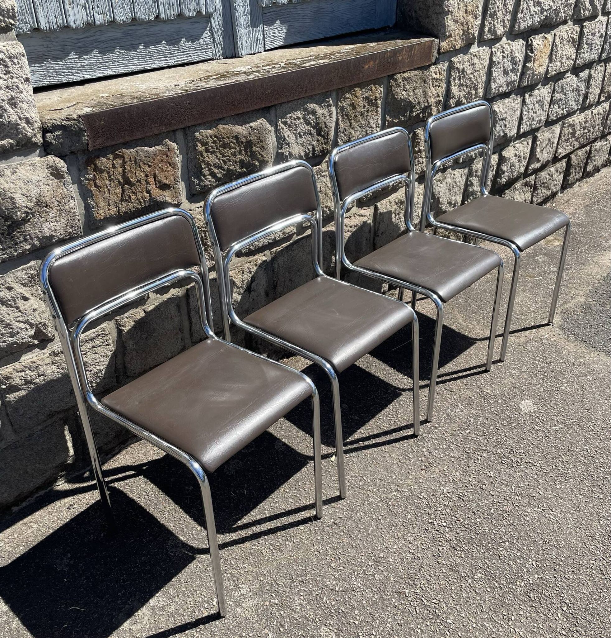 4 modern dining chairs / Chocolate brown upholstery