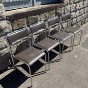 4 modern dining chairs / Chocolate brown upholstery