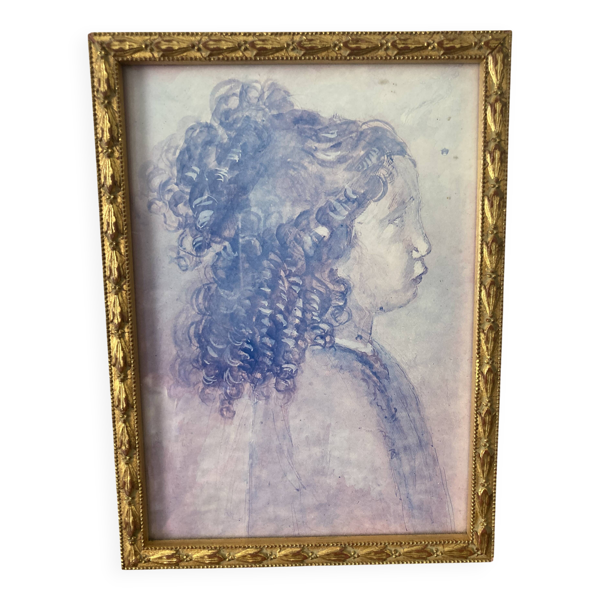 Watercolor young girl old frame