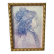 Watercolor young girl old frame