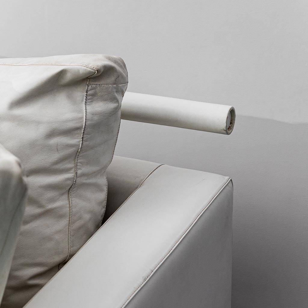 Divano 3 posti patrick in pelle bianca flexform anni ‘2000