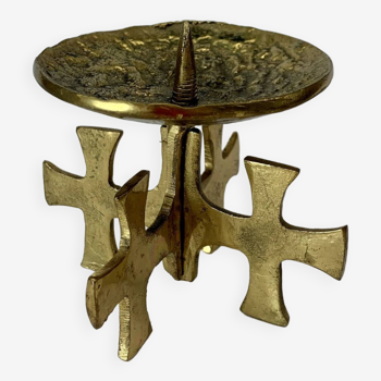 Brutalist bronze candleholder, 1970s