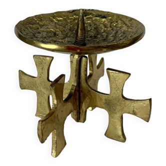 Brutalist bronze candleholder, 1970s