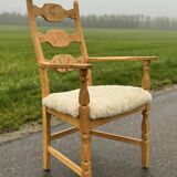 Chaise à dossier haut Henning Kjaernulf avec laine d'agneau neuve