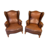 Paire de fauteuils à oreilles Jean Prévost
