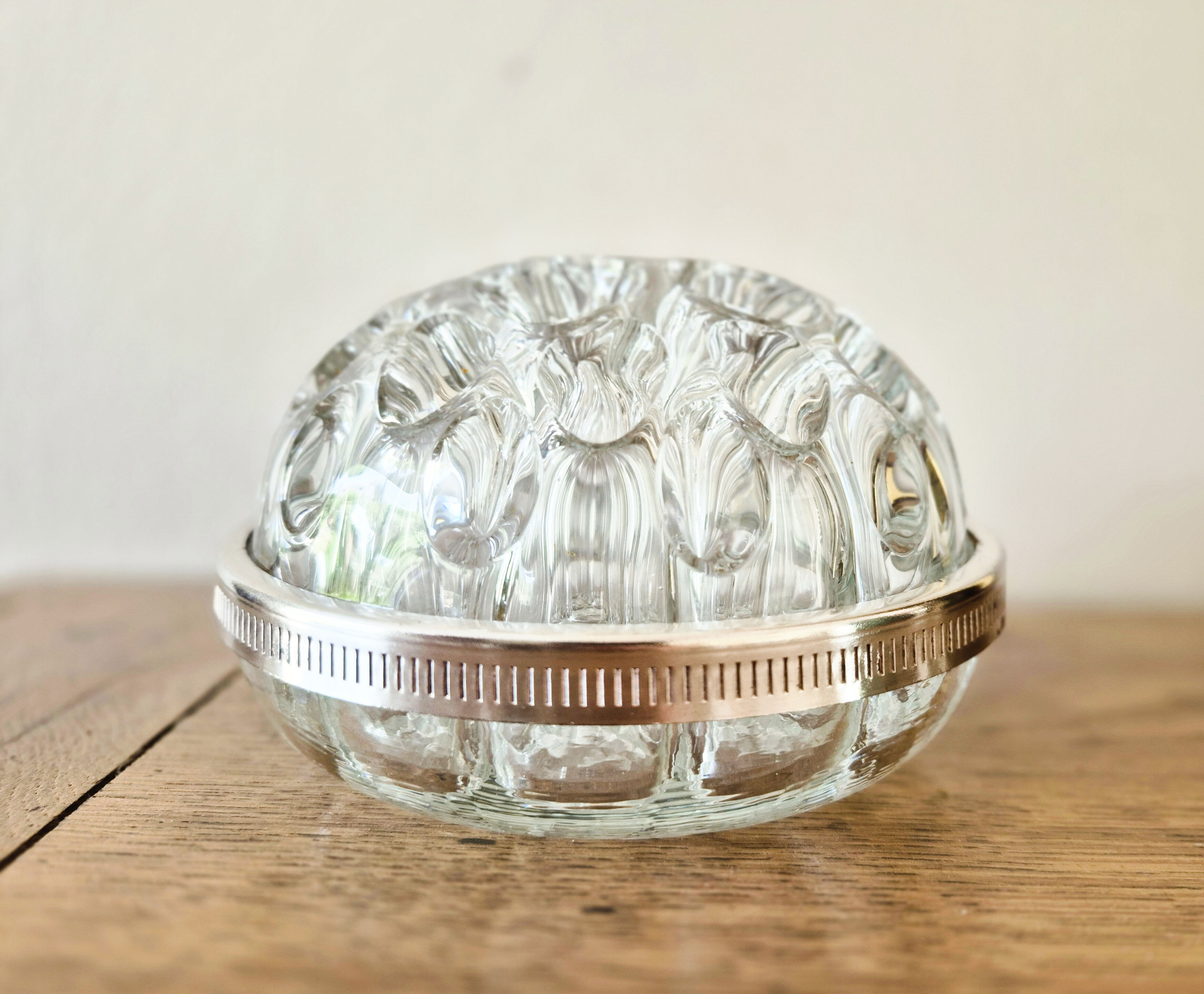 Antique glass and silver-plated flower holder