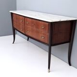 Commode en noyer noir, fabriquée par Dassi, avec plateau en marbre de Carrare, Italie