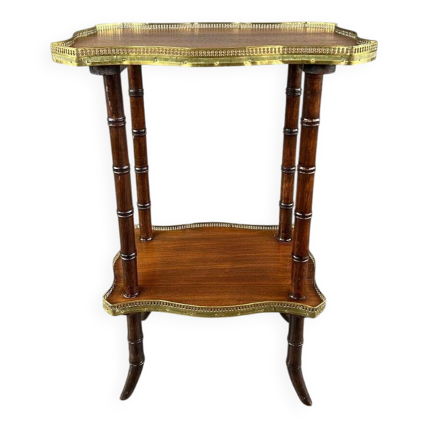 Table Guéridon En Bois Et Laiton , XIXe Siècle