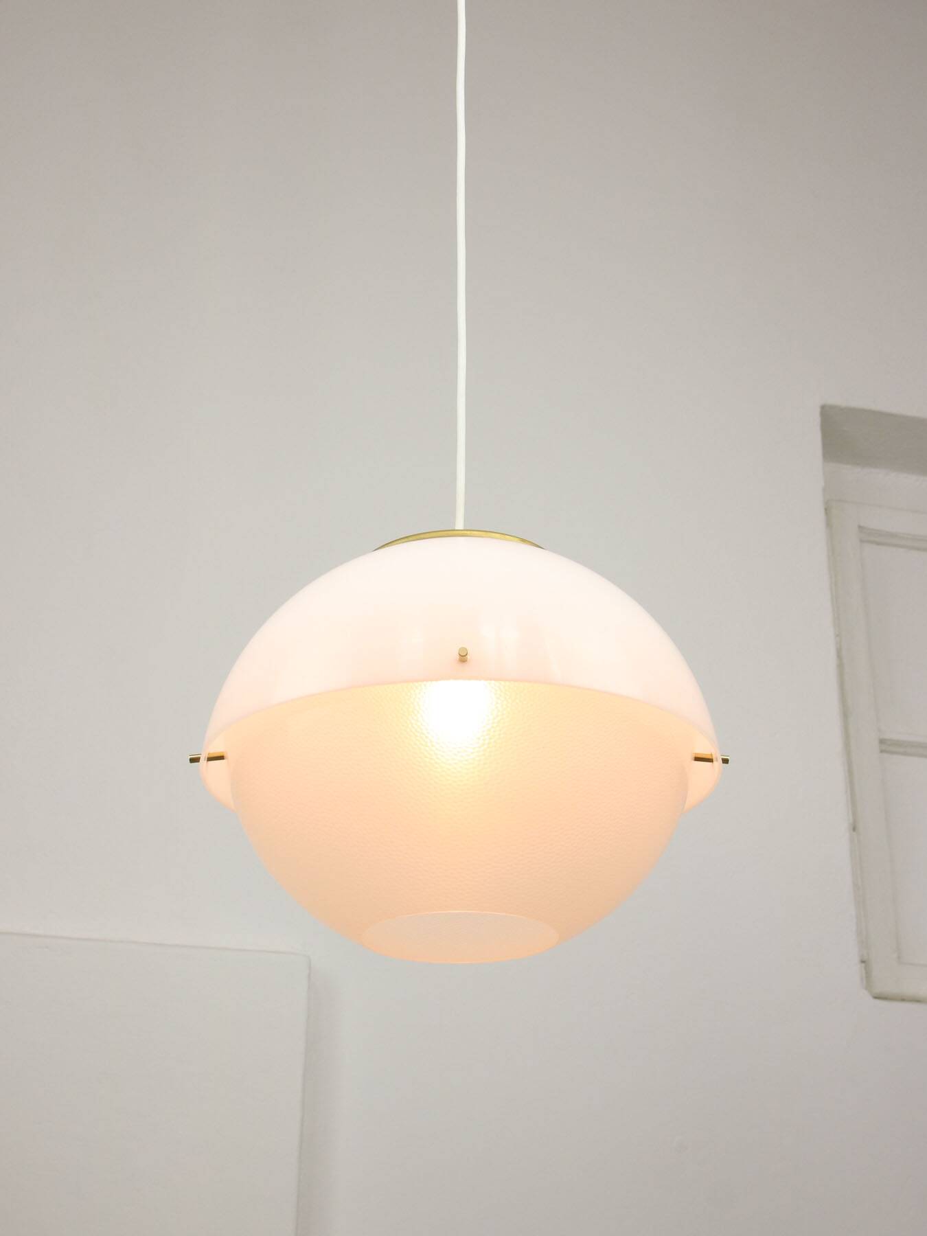 Italian Space Age Pendant in Brass and Plexiglass, 1970s