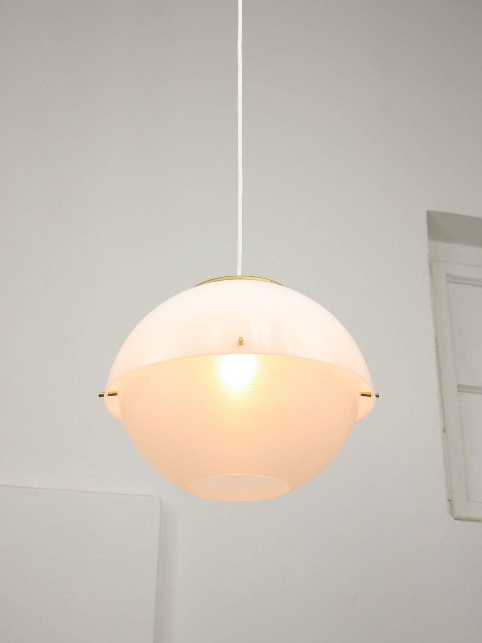 Italian Space Age Pendant in Brass and Plexiglass, 1970s