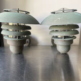 Pair of classic danish vintage outdoor wall lamps in copper