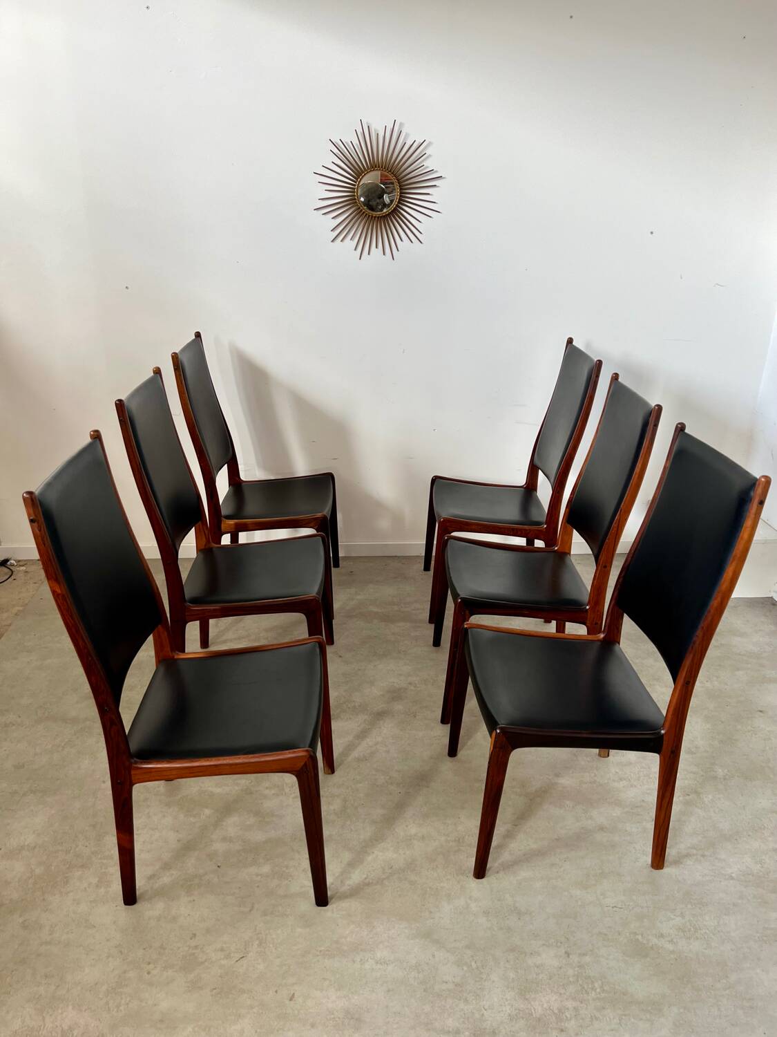 Arne Ovmand Olsen Mogens Kold Lot 6 anciennes chaises scandinave design Denmark en palissandre vintage