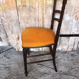 Napoleon 3 style chair black wood & vintage orange fabric