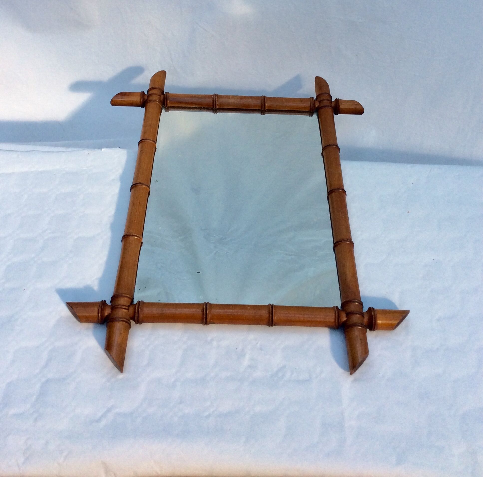 Old bamboo mirror 1950s - 38x49