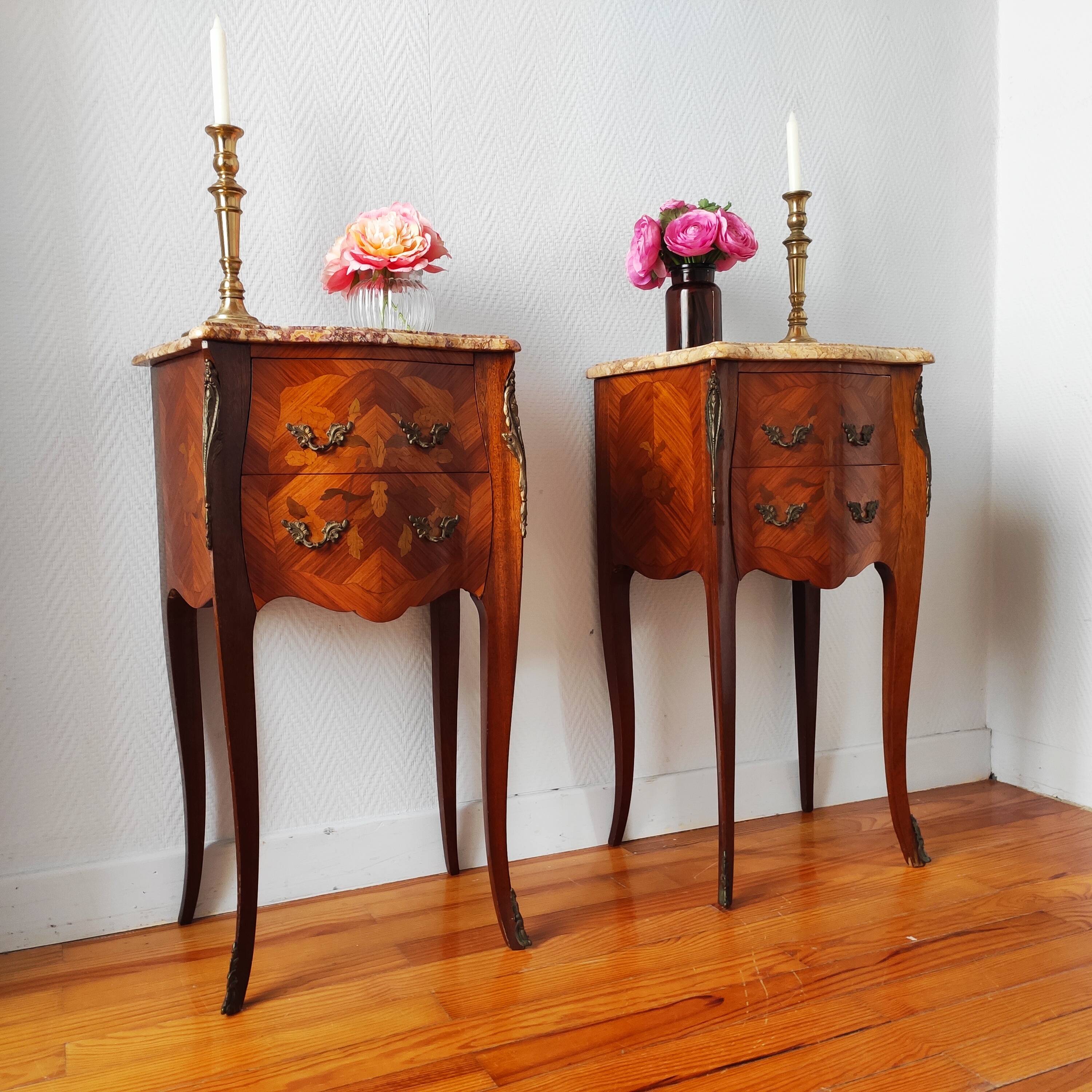 Pair of Louis XV style bedside tables
