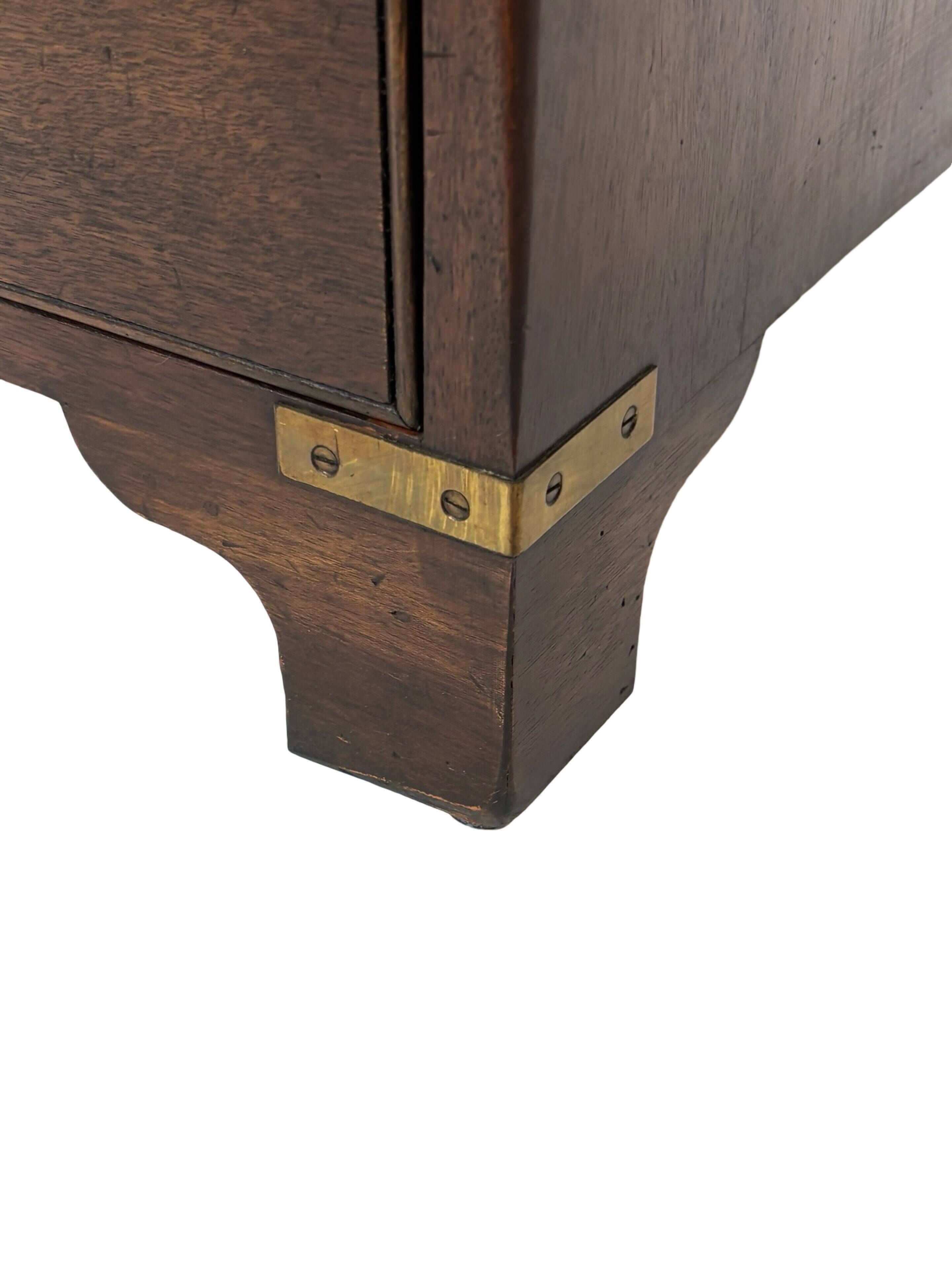 Vintage set of wooden bedside tables in military campaign style design