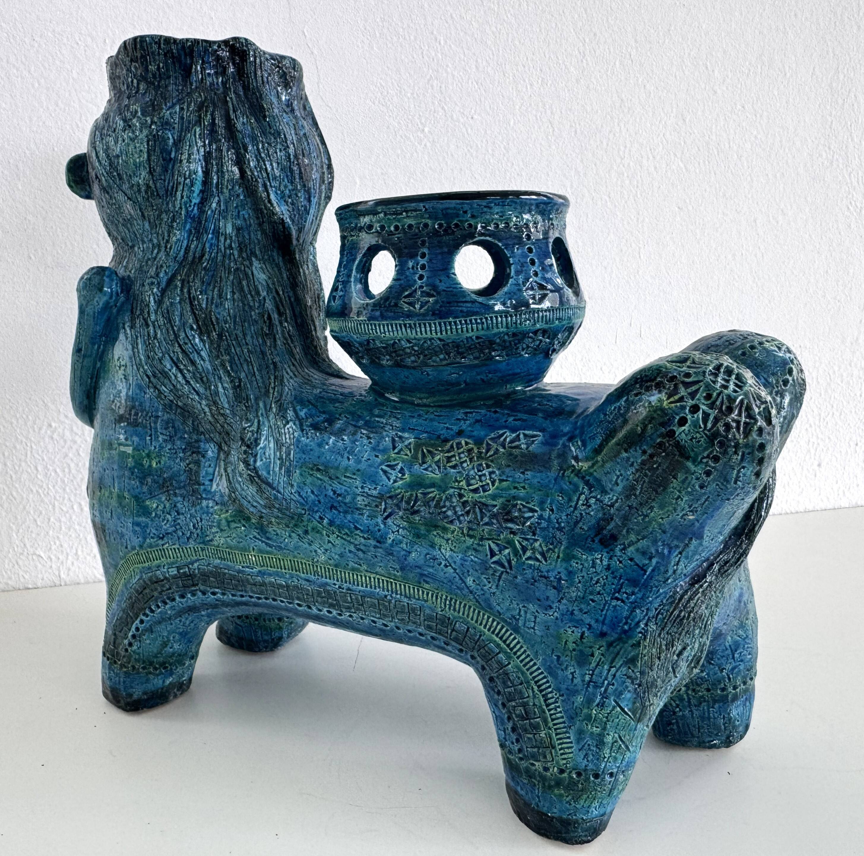 Aldo Londi for Bitossi Rimini Blu Ceramic Plant Centaur Sculpture, Italy, 1