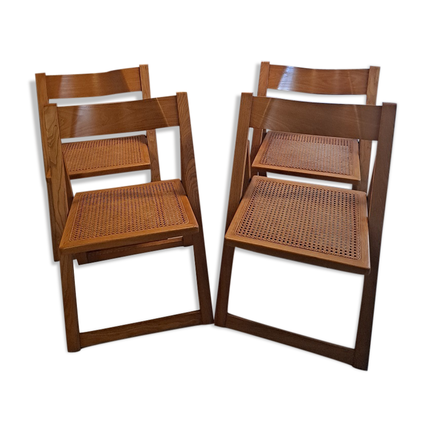 Ensemble de 4 chaises pliantes Aldo Jacober & Pierangela Beech & Cane Trieste