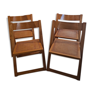 ensemble de 4 chaises pliantes Aldo Jacober & Pierangela Beech & Cane Trieste