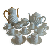 Haviland Limoges service à café Torse blanc doré 20 pièces 8 tasses
