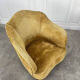 Pair of yellow velvet armchairs from the 1970s