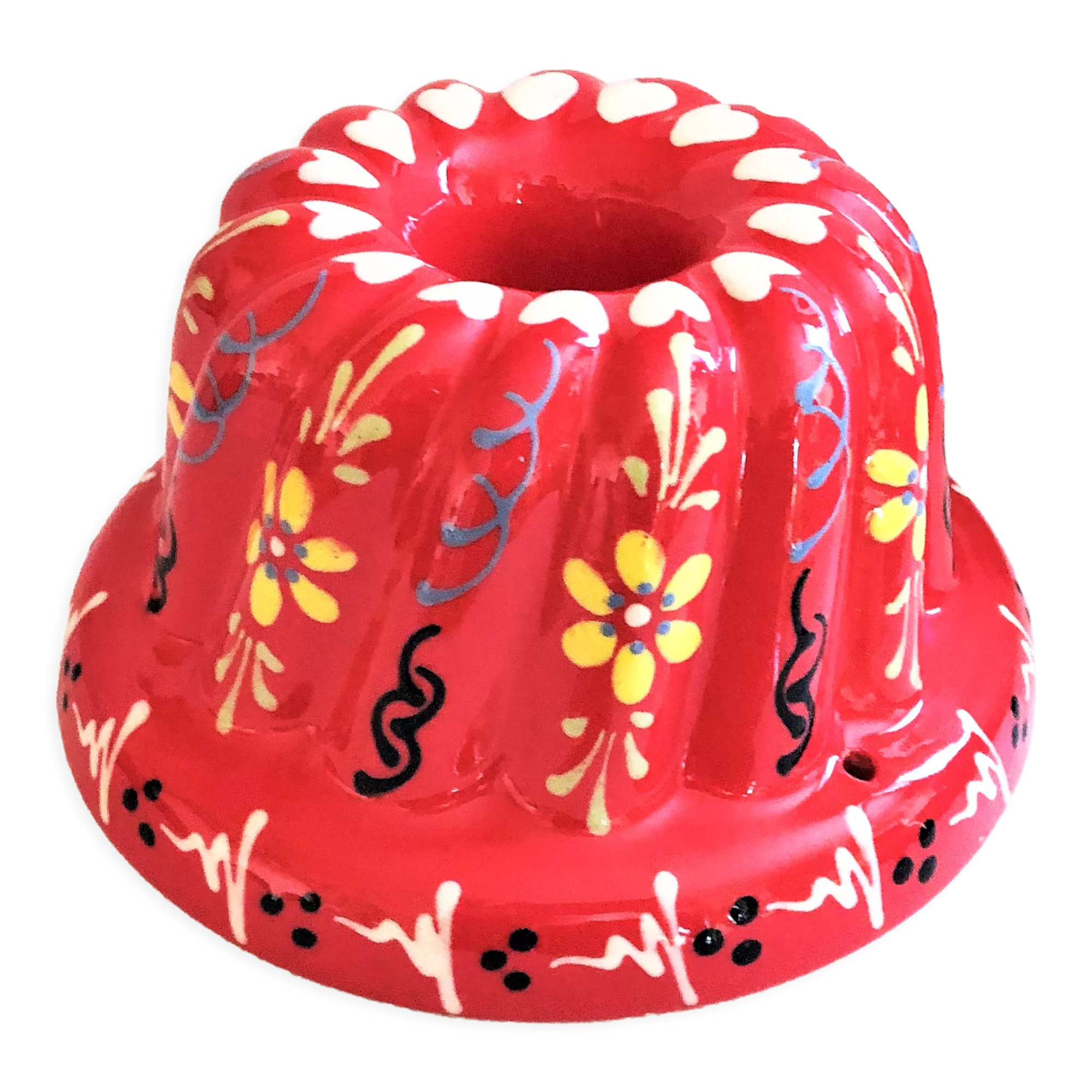 Painted terracotta kouglof mould
