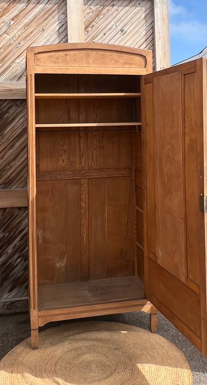Pair of 2 identical Parisian wardrobes in raw oak.