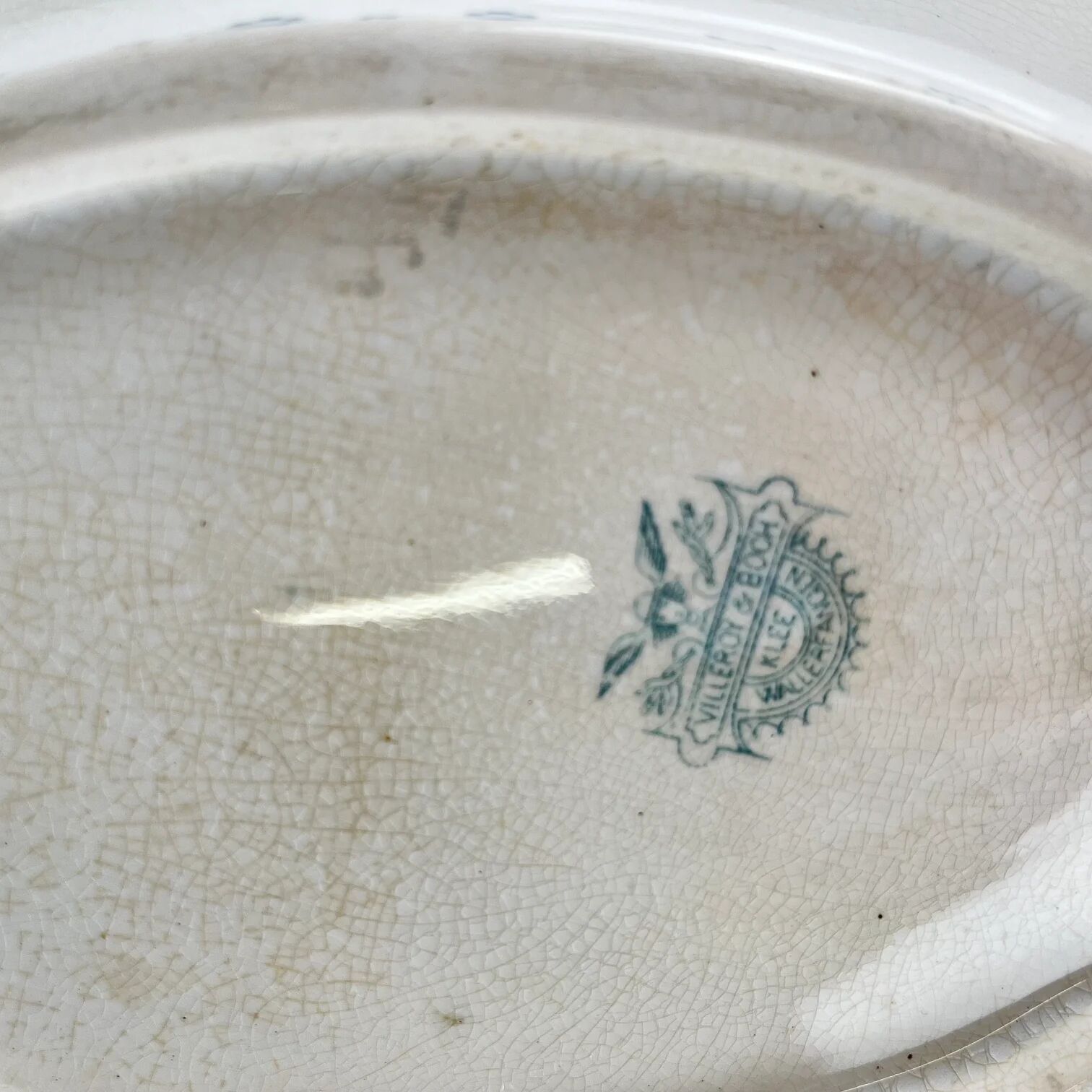Vegetable dish Villeroy & Boch model "Clover - Klee", blue, 1890-1900
