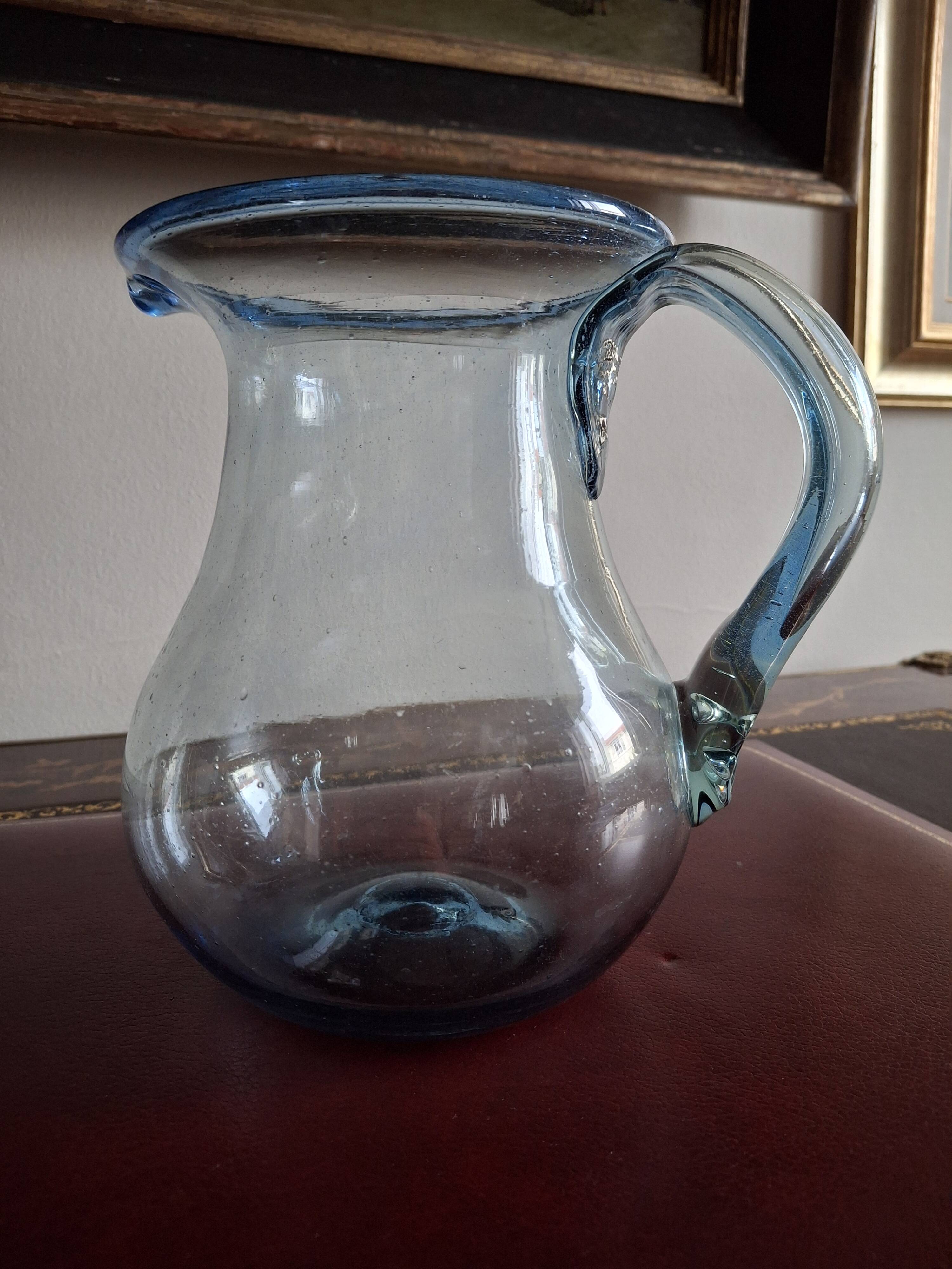 Service à orangeade en verre soufflé bullé