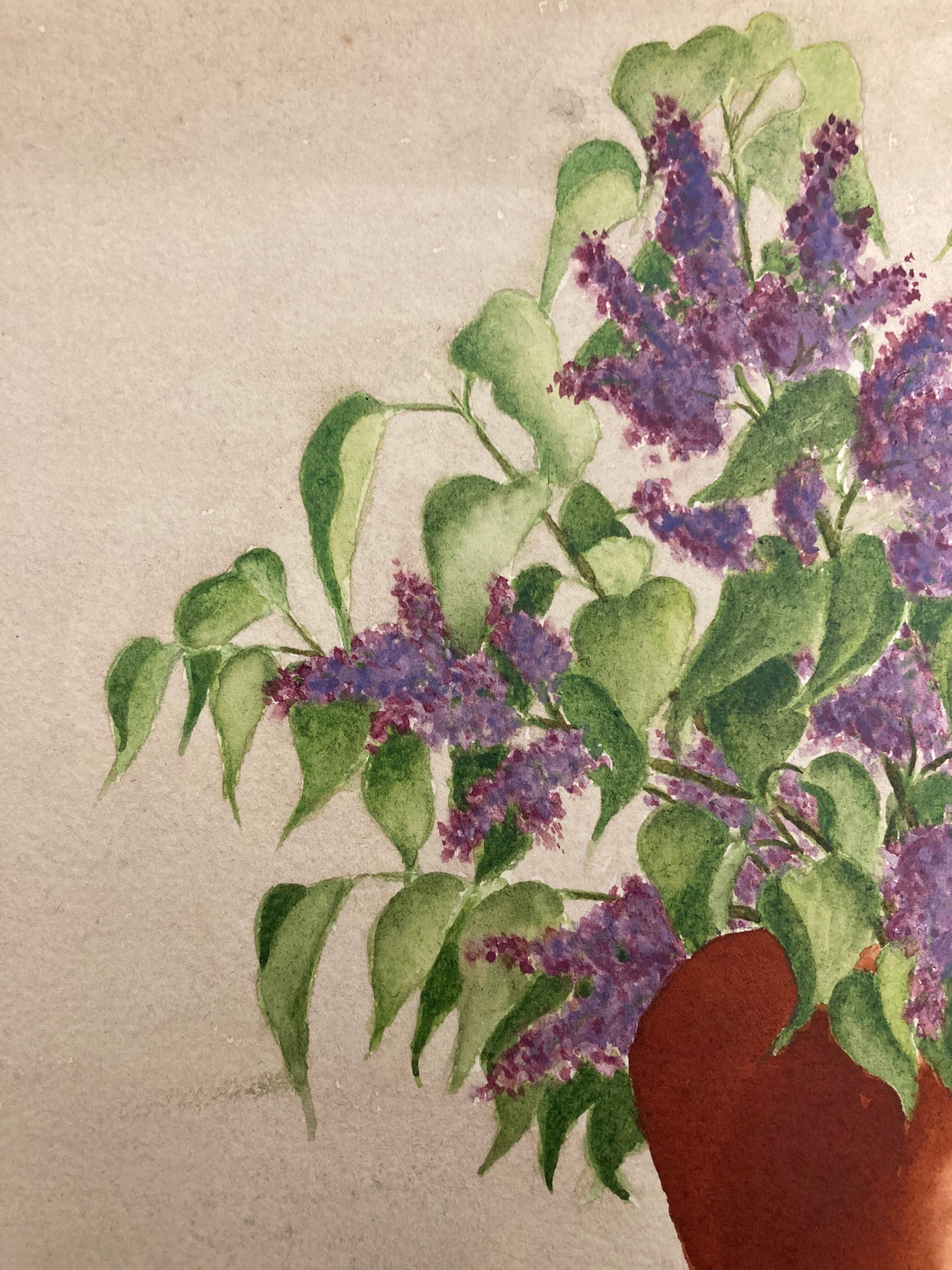 Watercolor bouquet lilac vintage