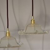 Two art deco glass hanging shape pagoda