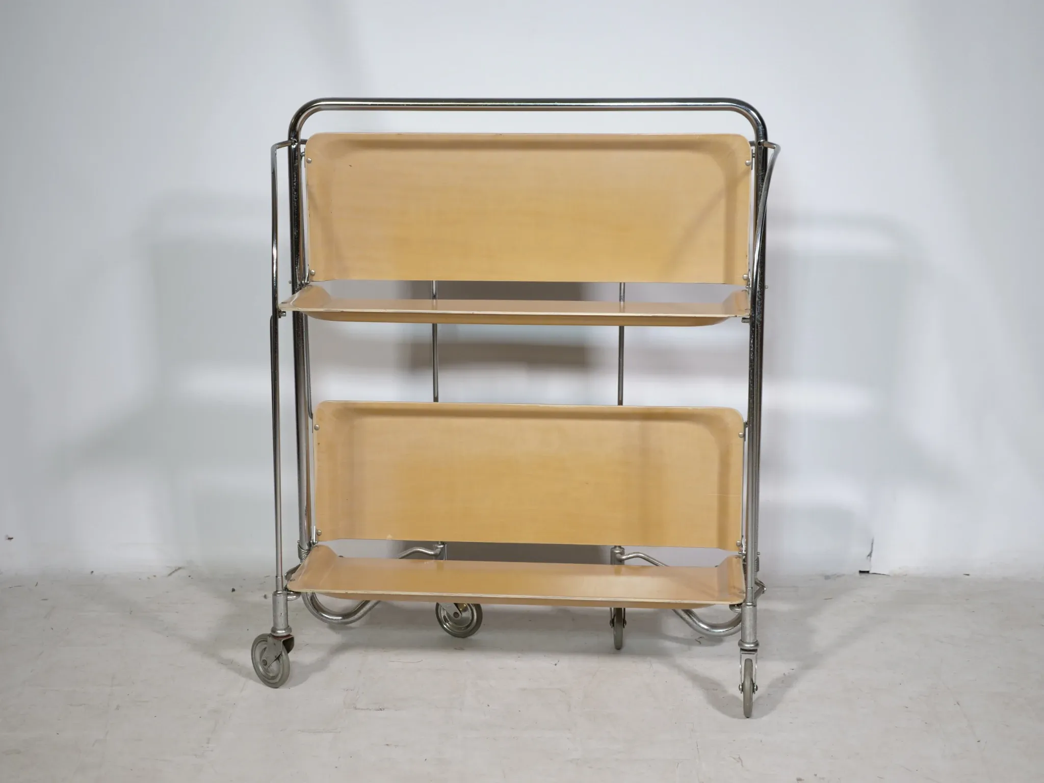 Mid Century Folding Serving Trolley in Chrome by Bremshey, 1960s
