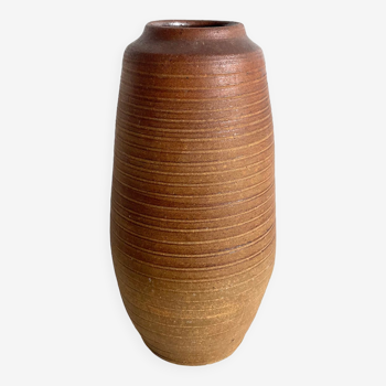 Vase en téracotta vintage avec surface texturée, Wabi Sabi, Poterie de studio, Marqué