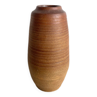 Vase en téracotta vintage avec surface texturée, Wabi Sabi, Poterie de studio, Marqué