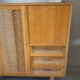 Vintage wicker high sideboard