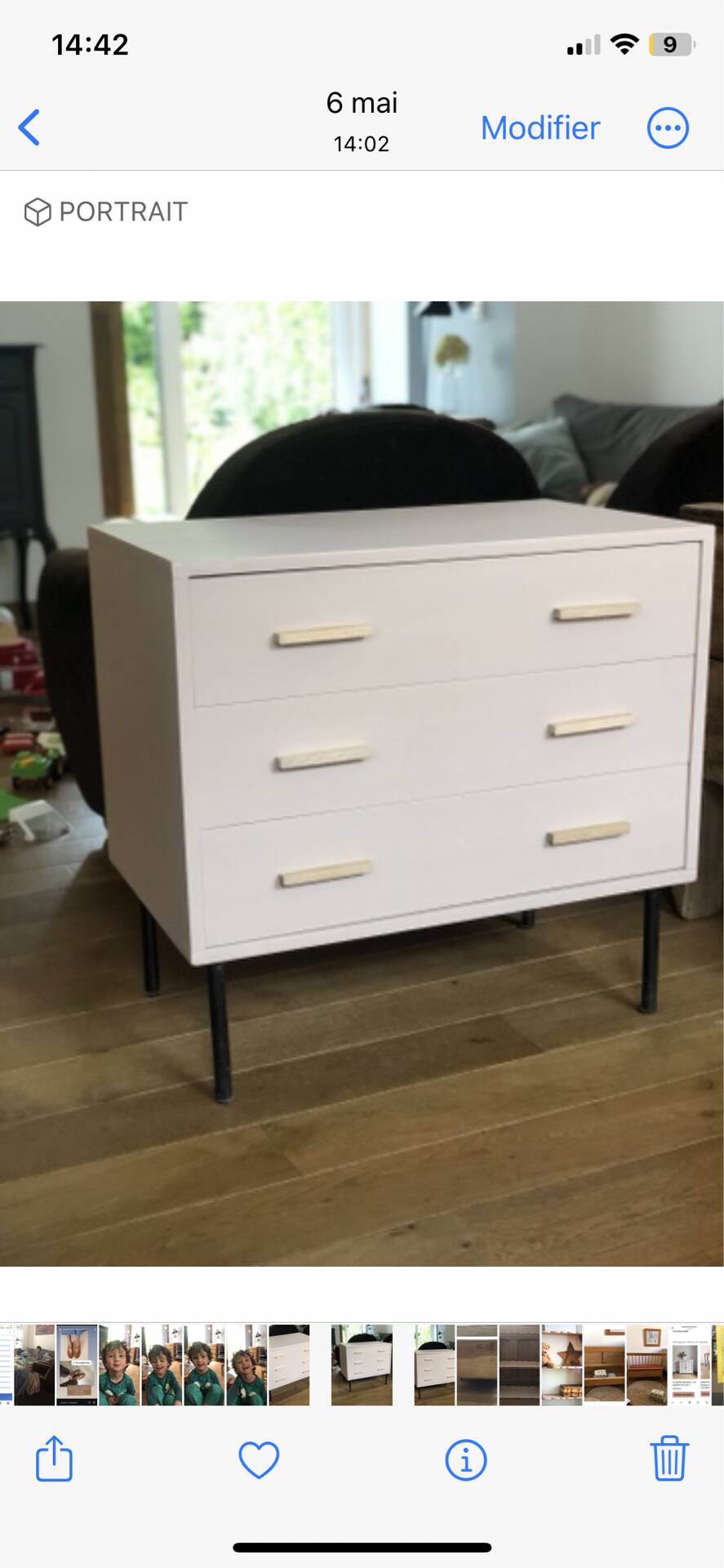 Commode rose rénovée
