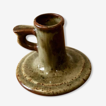 Enamelled stoneware candle holder