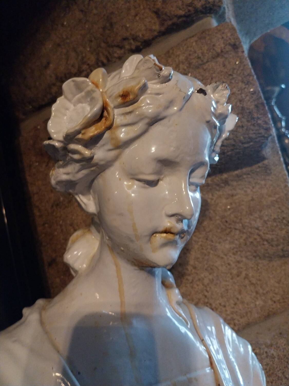 Enamelled cast iron bust, 19th century