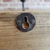 Solid teak coat hook with 4 double cast iron hooks