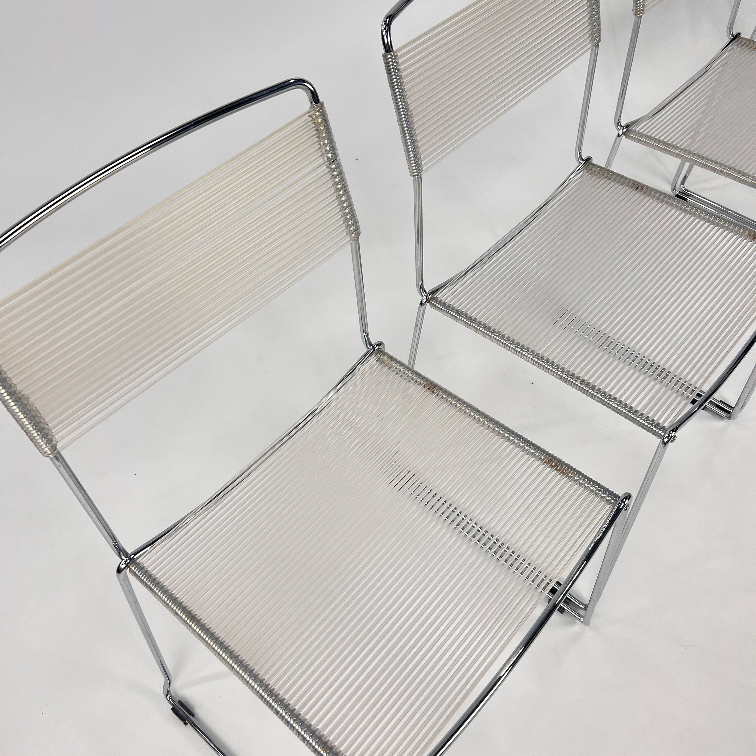 Set of 4 italian spaghetti dining chairs, 1970s