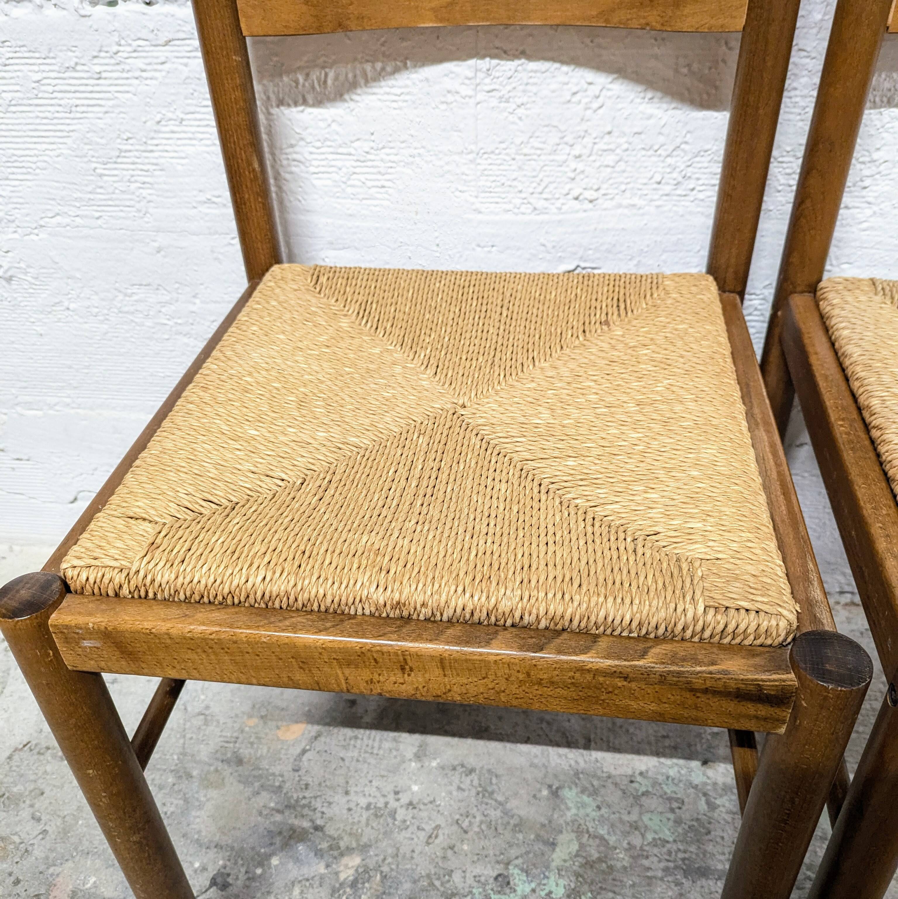 Pair of wooden and rope chairs