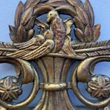 Antique mirror with gilded wood pediment, Louis XVI style