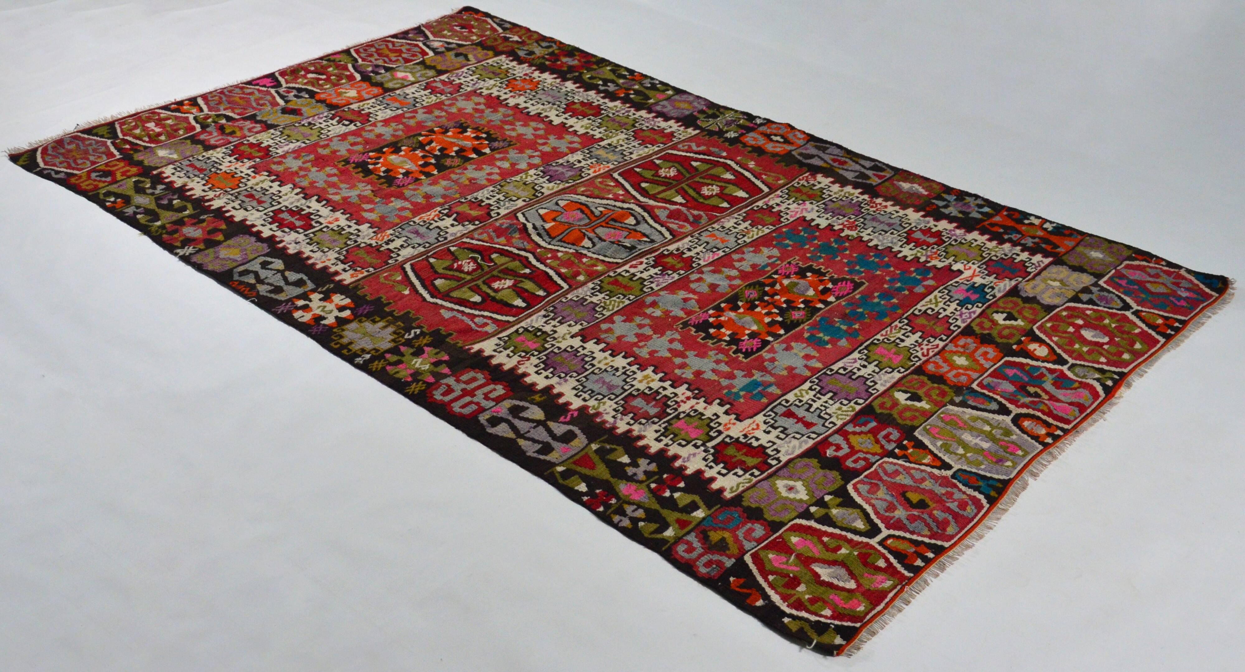Anatolian handmade kilim rug 296 cm x 168 cm