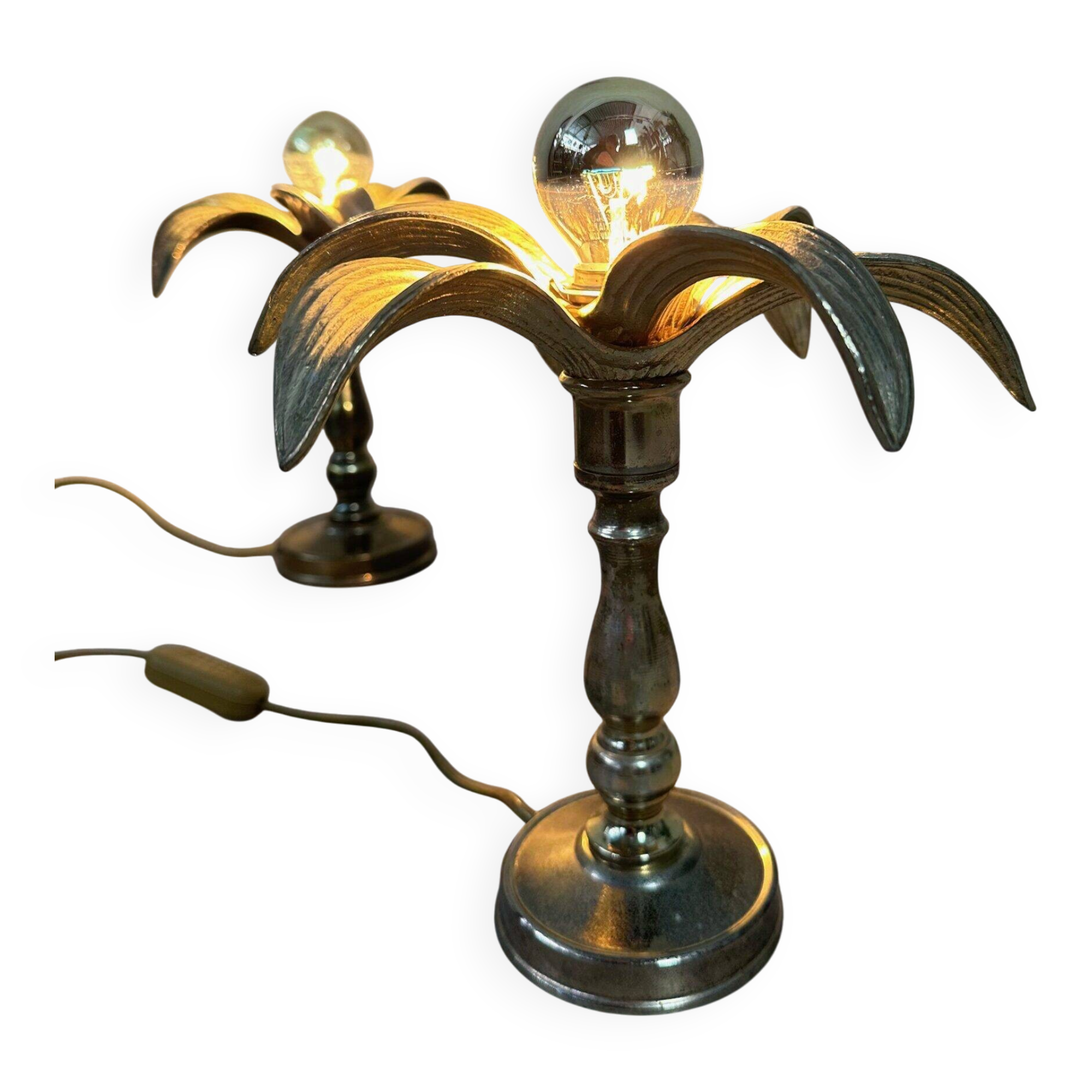 Lampe de table vintage en palmier – Willy Daro pour Massive – années 1970