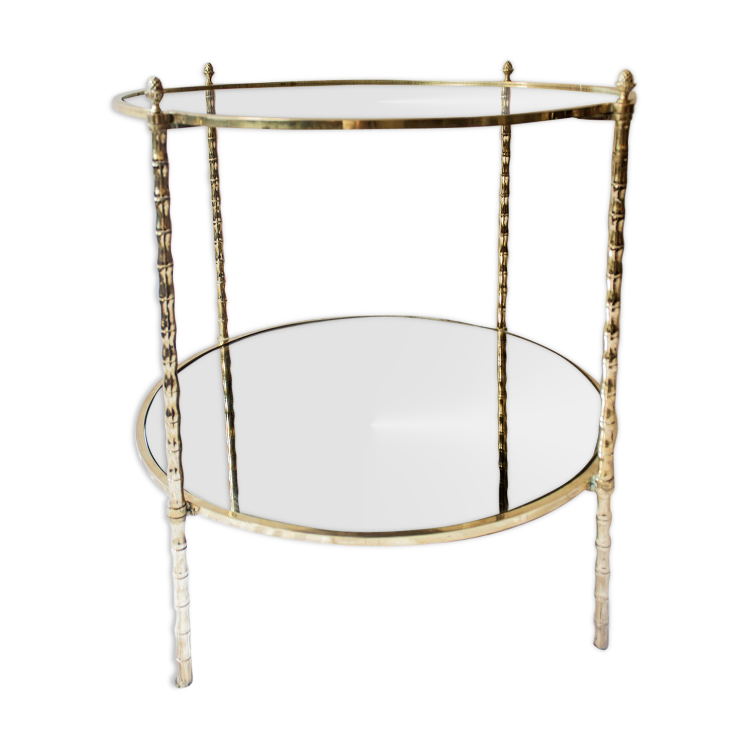 Side table, brass and smoked glass