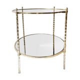 Table d'appoint en laiton et verre fumé