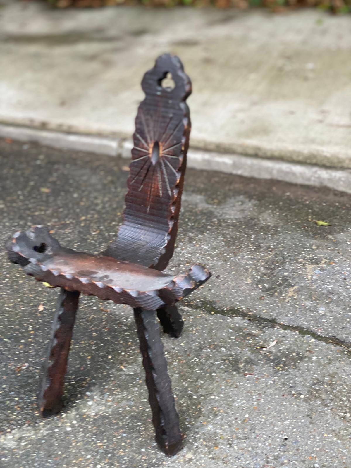 Spanish brutalist chair in solid wood 1960