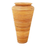 Vintage boho rattan sun vase in the style of Gabriella Crespi - H:70cm